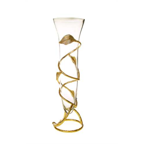 Classic Touch Decor glass vase with gold leaf design base