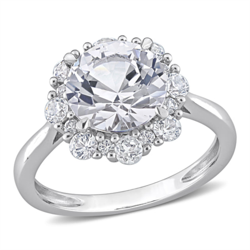 Mimi & Max 4 1/3 ct tgw created white sapphire halo engagement ring in 10k white gold
