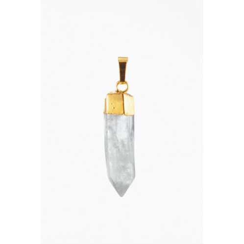 CRYSTAL HAZE rock crystal quartz pendant in clear/gold