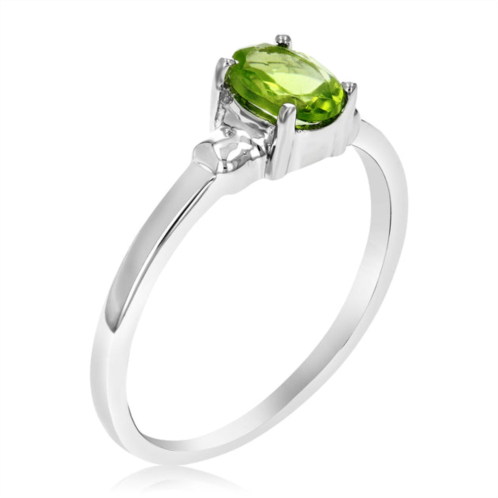 Vir Jewels 0.70 cttw peridot ring in .925 sterling silver with rhodium plating oval shape