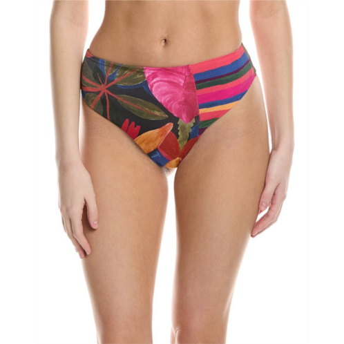 FARM Rio floral tropical colorful stripes high-waist bikini bottom