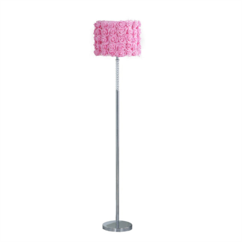 Simplie Fun 63in pink roses in bloom acrylic/metal floor lamp