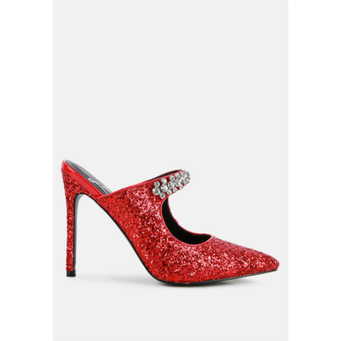 London Rag twinklet glitter diamante embellished stiletto sandals