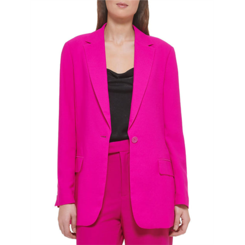 DKNY womens crepe satin back one-button blazer