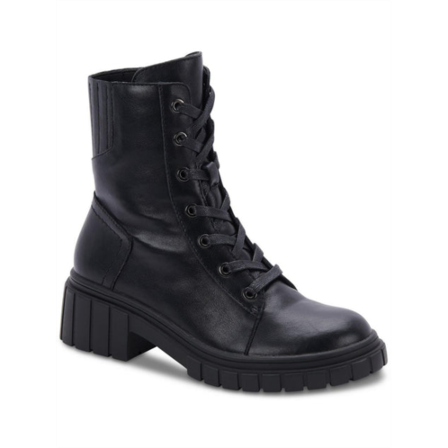 Aqua College perel womens leather lugged sole combat & lace-up boots