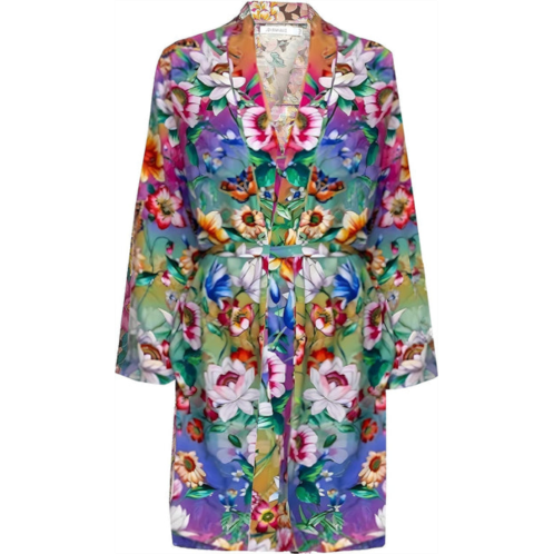 Johnny Was women evelyn floral cotton silk belted tie robe multicolor
