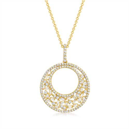 Ross-Simons baguette and round diamond open-circle pendant necklace in 14kt yellow gold