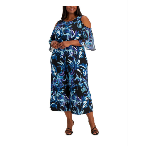 Connected Apparel plus womens printed ruffled jumpsuit