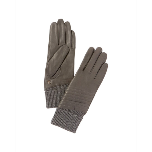 Bruno Magli bias quilt cashmere-lined leather gloves