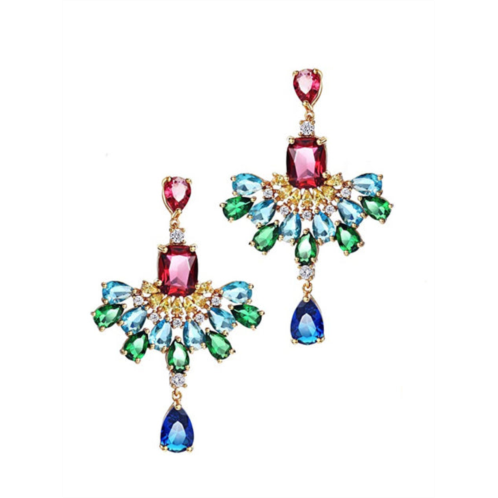 Liv Oliver 18k gold multi color chandelier earrings