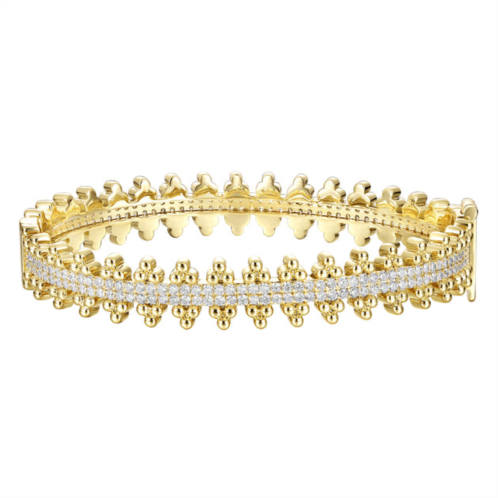 Rachel Glauber rg 14k gold plated with diamond cubic zirconia beaded cluster link tennis bracelet