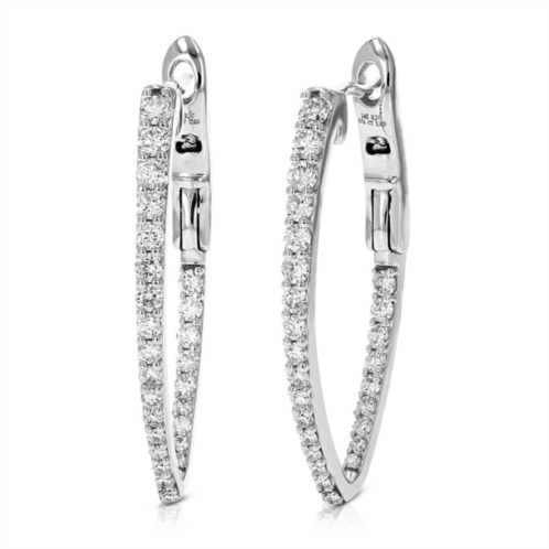 Vir Jewels 3/4 cttw diamond hoop earrings for women, round lab grown diamond earrings in 14k white gold, prong setting, 2/3 inch