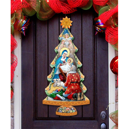 Designocracy adoration nativity tree wooden christmas decor by g.debrekht