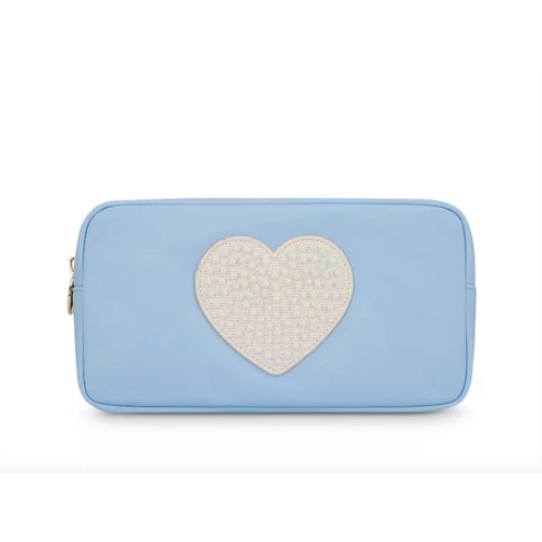 Stoney Clover Lane classic small pouch in periwinkle pearl heart