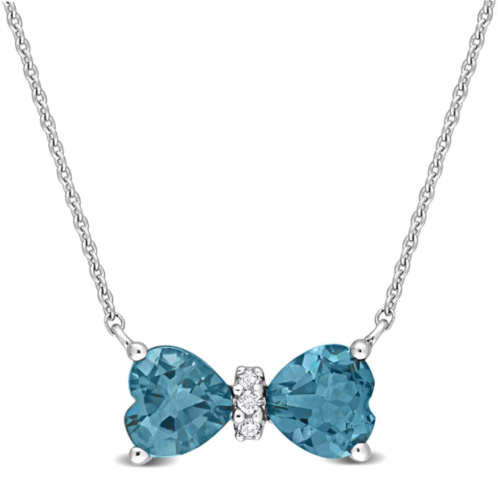 Mimi & Max 1ct tgw london blue topaz and diamond accent necklace in 10k white gold