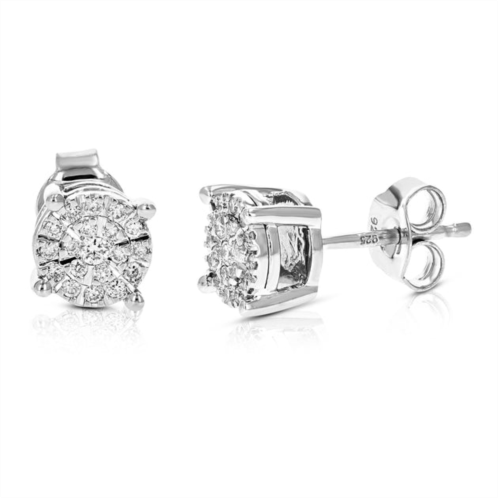 Vir Jewels 1/4 cttw diamond stud earrings for women, round lab grown diamond earrings in .925 sterlinng silver, prong setting, 1/4 inch