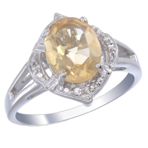 Vir Jewels sterling silver citrine & diamond ring (2.02 ct)