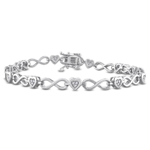 Mimi & Max 1/6ct tdw heart-shaped diamond infinity link statement bracelet in sterling silver - 7.25 in