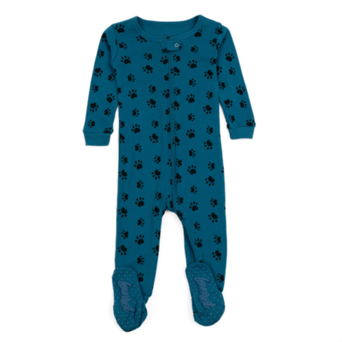 Leveret kids footed cotton pajamas dog paw blue