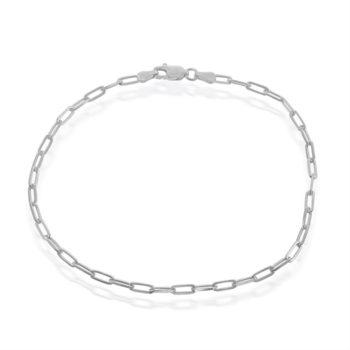 Simona sterling silver 2.8mm paper clip anklet - rhodium plated