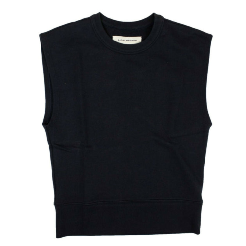 A_Plan_Application navy blue cotton cut-off sleeves sweatshirt