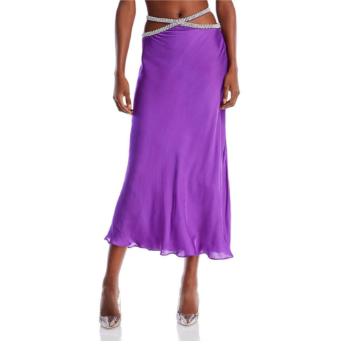 Yaura fife womens satin embellished midi skirt
