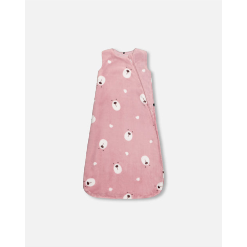 Deux par Deux printed plush sleep sack mauve bears