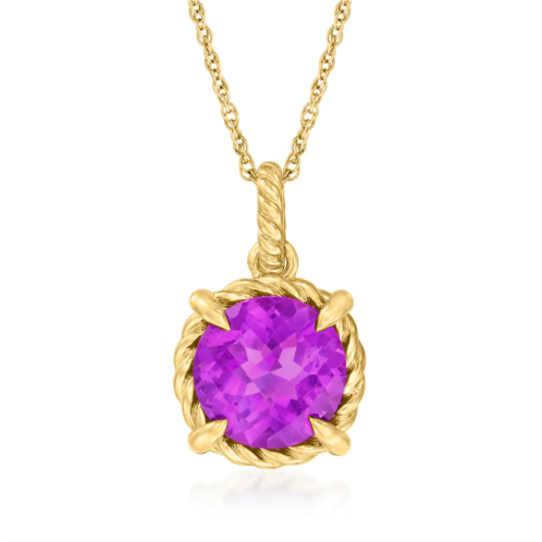 Canaria Fine Jewelry canaria amethyst roped-edge pendant necklace in 10kt yellow gold