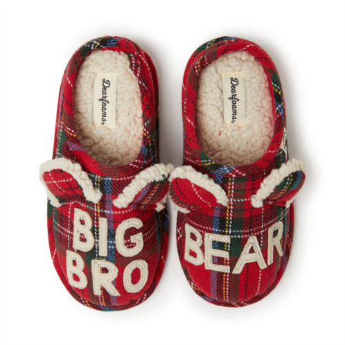 Dearfoams kids remy plaid lil bear family clog slipper