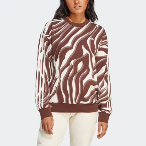 Adidas womens abstract allover animal print sweatshirt