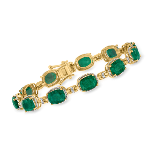 Ross-Simons emerald and . diamond bracelet in 18kt gold over sterling