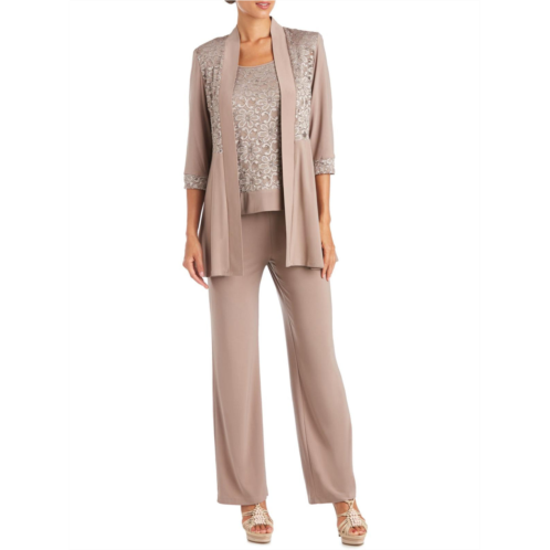 R&M Richards womens lace sequined pant suit