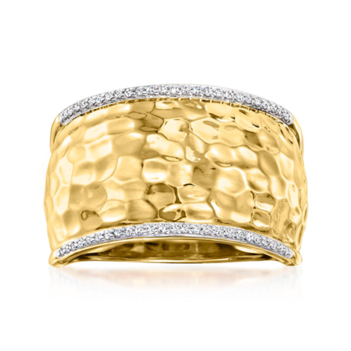 Ross-Simons diamond hammered ring in 18kt gold over sterling
