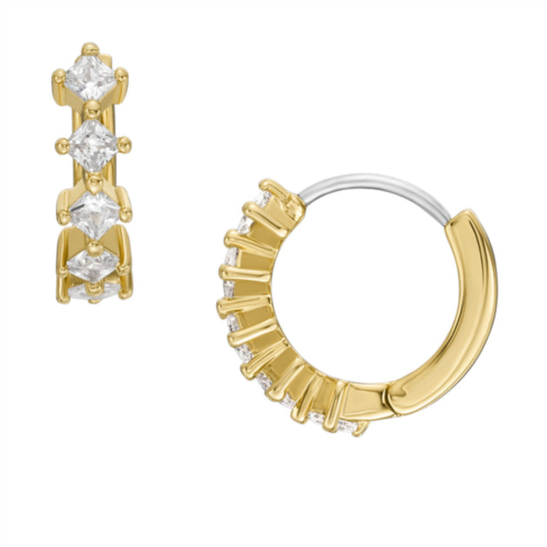 Fossil womens hazel classic glitz gold-tone brass stud earrings