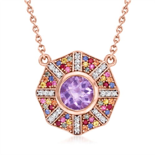 Ross-Simons amethyst and . multi-gemstone necklace in 18kt rose gold over sterling