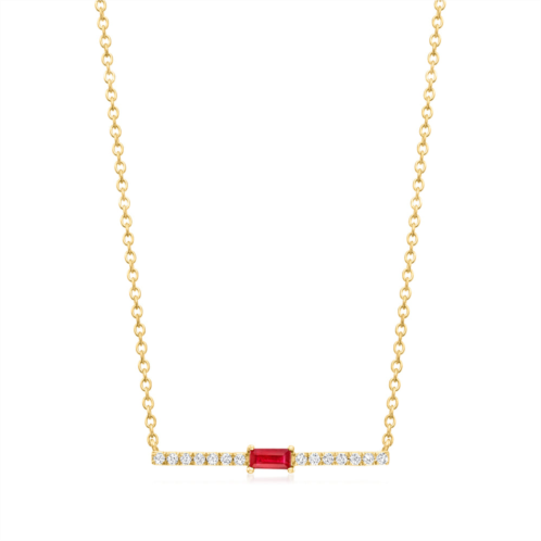 RS Pure by ross-simons ruby and . diamond bar necklace in 14kt yellow gold