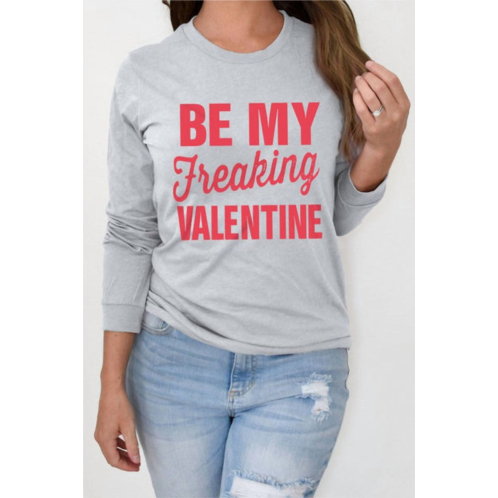 Kentce Fashion be my freaking valentine graphic top in grey