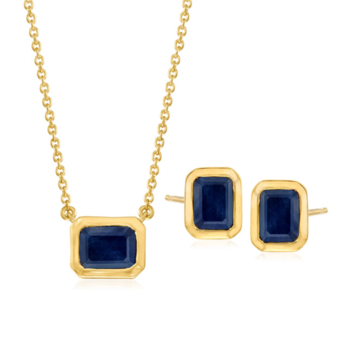 Ross-Simons sapphire jewelry set: necklace and stud earrings in 18kt gold over sterling