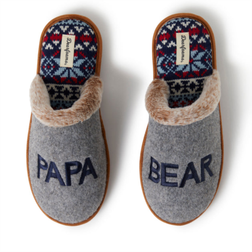 Dearfoams mens grey felted papa bear scuff slippers
