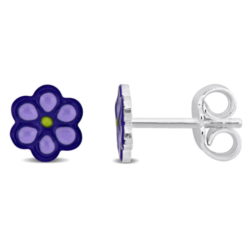 Mimi & Max purple flower stud earrings in sterling silver