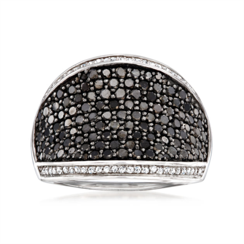 Ross-Simons black and white diamond dome ring in sterling silver