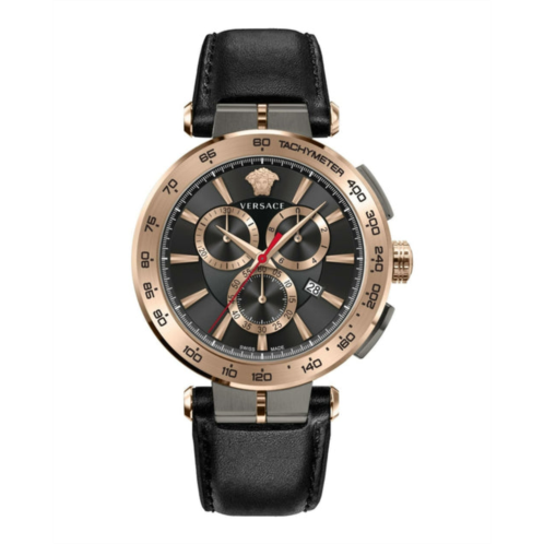 Versace aion chrono leather watch