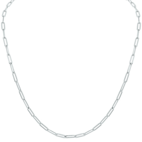 Monary silver rhodium 4mm flat paperclip necklace with lobster clasp - 24 inch