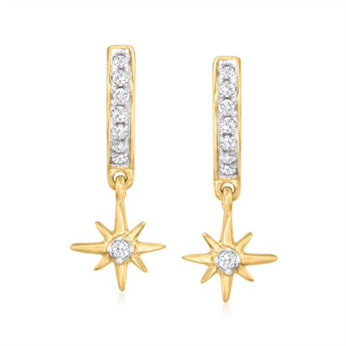 Canaria Fine Jewelry canaria diamond north star hoop drop earrings in 10kt yellow gold