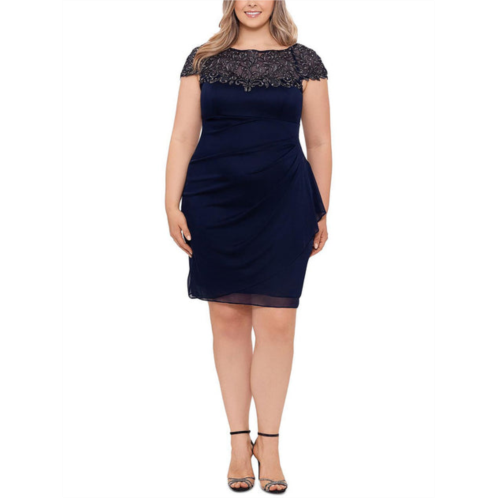 Xscape plus womens beaded knee cocktail and party dress