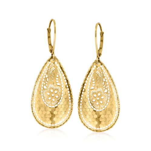 Ross-Simons italian 14kt yellow gold floral teardrop earrings