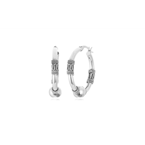 MAX + STONE sterling silver balinese beaded hoop earrings