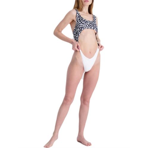 CheckHers womens printed cut-out one-piece swimsuit