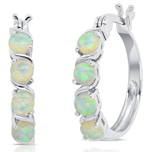 MAX + STONE round gemstone statement hoop earrings in sterling silver (0.9 inches)