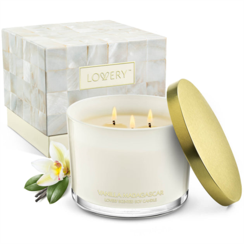 Lovery special edition vanilla madagascar soy candle gift set, 13oz